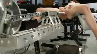 Amazing amateur girl tries fucking machines