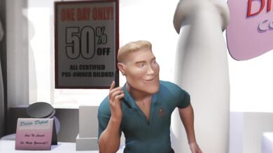 3DGSPOT - Hot Blonde Gets Her Throat Fucked By A Big Cock While Shopping A Dildo! 3D ANIMATION!