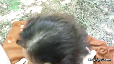 Hairy granny Franca fucking in the woods in the middle of the day (Danko Bell)