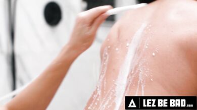 LEZ BE BAD - Petite Katrina Colt Fills MILF Jennifer White's Ass With MILK Then Fuck Her In Shower