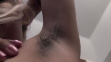 We Are Hairy Candy Wallace takes off lingerie to relax on sofa