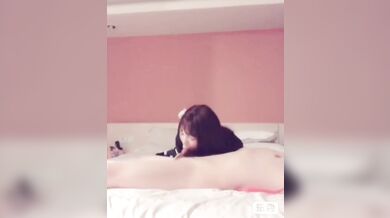 Sissy ladyboy maid is very active and fucking a masked fag in the ass