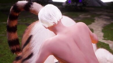Furry Tigress Edging Human Cock