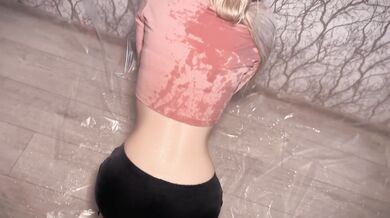 Cumshot on my clothes, wetting pants and golden shower. Getting showered with clothes on