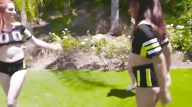 sexy friends get horny after football practice cumshot creampie