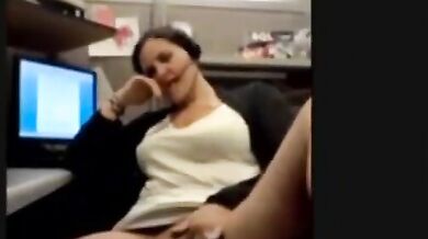 Chubby Milf Cums on the Phone at Work