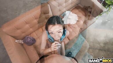 BANGBROS - Tiny Brunette Jade Kimiko Moans In Pleasure As Stretches Her Pussy With His Huge Cock