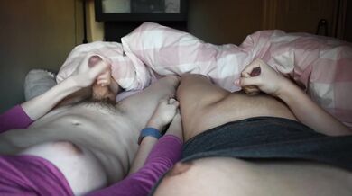 Married Transgirl Couple Hold Hands Whilst Cumming