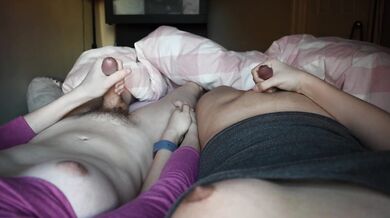 Married Transgirl Couple Hold Hands Whilst Cumming