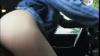 Blonde teen playing in the car