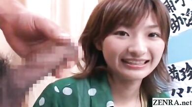 Subtitled CFNM Japanese amateur watches masturbation