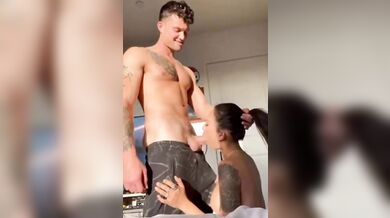 Busty Asian Girl Sucks Big Cock