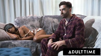 ADULT TIME - Lily Starfire Seduces Stepdaddy For Sneaky Fuck In Same Room As Oblivious Stepmom!