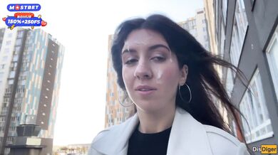 Wife Cheats her Husband in the Entrance and walks on Public with Cum on Face - Cumwalk