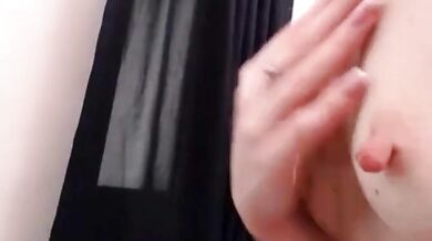 Mature playing with her long nipples