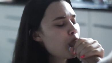 Sweet russian teen katekoss gives sloppy blowjob with strawberry cream - big dick facial finish
