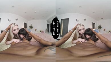 UP CLOSE VR Petite Babes Eva Nyx & Mochi Mona Wanna Share Your HUGE BBC THREESOME POV