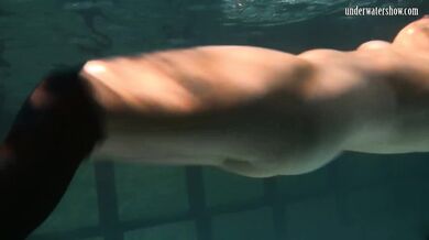 Lozhkova in see through shorts in the pool