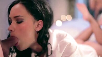 Gorgeous Brunette Babe Sucking Some Hard Cock Before Night