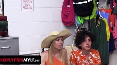 Shoplifter Christie Stevens Gets Plowed By Loss Prevention Officers And Her Own Stepson! (Jack Vegas, Mike Mancini, Johnny Goodluck)