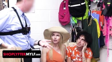 Shoplifter Christie Stevens Gets Plowed By Loss Prevention Officers And Her Own Stepson! (Jack Vegas, Mike Mancini, Johnny Goodluck)
