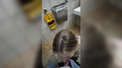 Dirty slut gets railed raw in a public bathroom