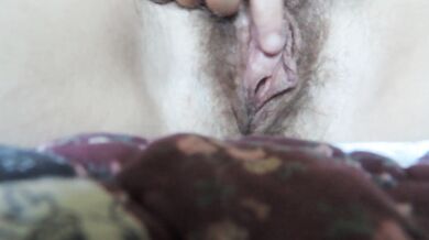 HD Hairy MILF rubs clit cums quick then plays with milky tits lactation