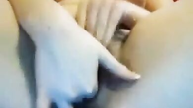 Two fingers is what her hairy juicy pussy wants