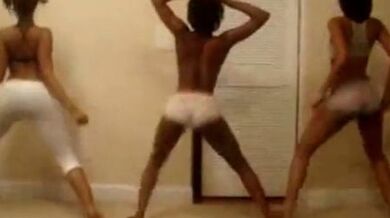 Amazing Ebony Trio Booty Shake Tease - A