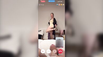 My husband is jerking and cum front my mom  while we talk with her by video call.