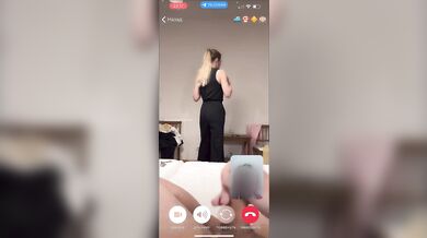 My husband is jerking and cum front my mom  while we talk with her by video call.