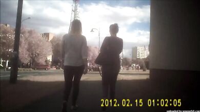 blonde in latex leggins candid ass