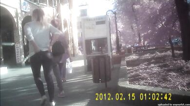 blonde in latex leggins candid ass