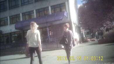 blonde in latex leggins candid ass