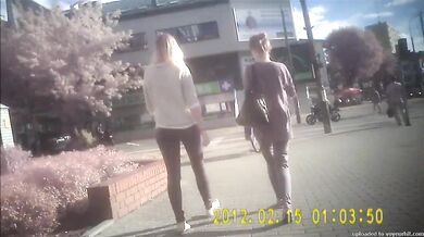 blonde in latex leggins candid ass