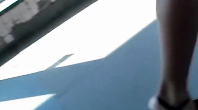 Sweetheart in pink hawt upskirt