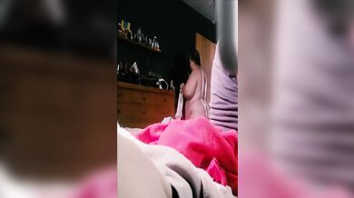 Fat meat fuck comes into the bedroom nude.