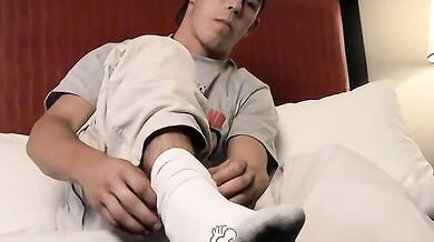 TOE ORGASMS - Cock touching and feet showing for butt jock in underwear (Matt Woods)