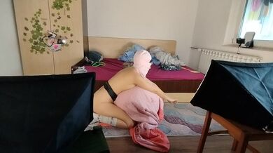 Amateur MILF does yoga naked, hairy pussy, big ass, big tits.