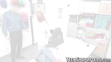 TEEN SHOPLIFTERS - Big tits Aria Carson sucks on hard cock after interrogation