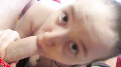 Close up POV blowjob with cum in mouth