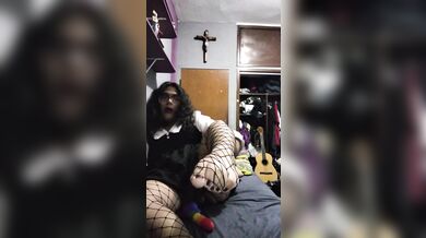 Chubby Trans girl playing with dildo