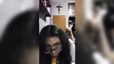 Chubby Trans girl playing with dildo