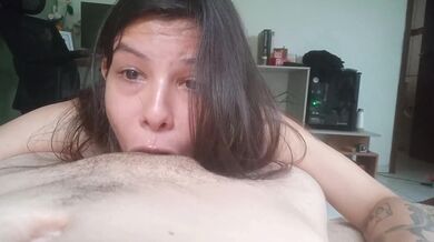 It's not just a blowjob, she swallows it all deep and doesn't get tired, deep throat