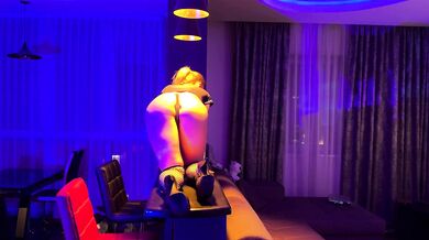 Naughty cop plays with herself on the desk – anal plug & masturbation solo