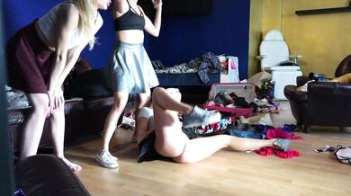 Sexy and Hot College Girls Lesbians throw a House Party in Short Skirts and Tiny Thongs