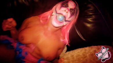 Sexy Milf Clown sucks a big dick before her silly clown pussy gets filled.