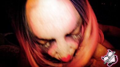 Sexy Milf Clown sucks a big dick before her silly clown pussy gets filled.