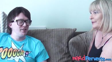 NERD PERVERTS - Busty granny bouncing on cock to become a pornstar (Alisha Rydes)