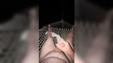 Masturbating outdoors in hammock during lightning storm